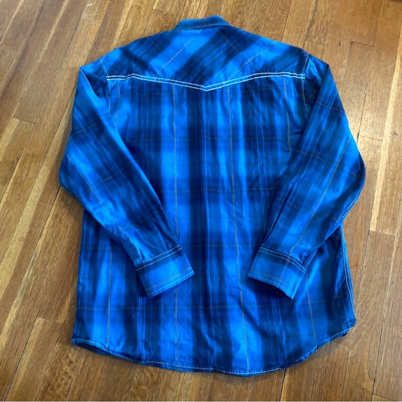 RAFTER C Cowboy Collection Western Shirt Blue Plaid Pearl Snap Button Up Men’s L - Picture 3 of 14